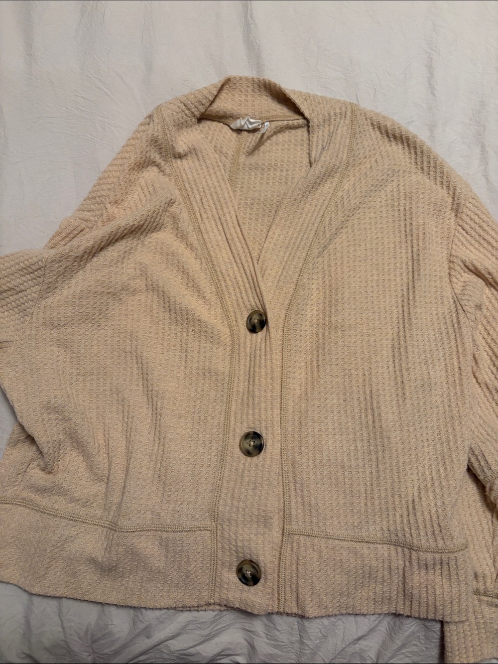 Urban Outfitters Beige Button-Up Ribbed Cardigan